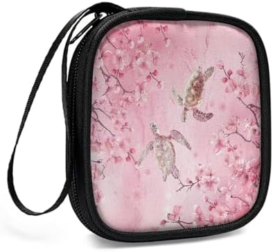 Cherry Blossom Turtle Carrying Earphone Case Pouch Storage Bag Holder-Earbud Case Headphones Storage Bag Pouch for Headphone, Bluetooth - Image 3