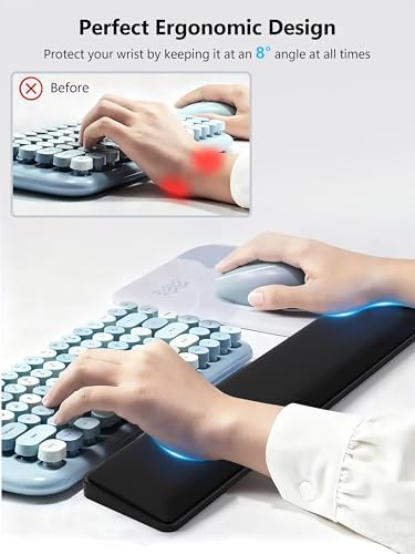 Cooling Gel Keyboard Wrist Rest, Ergonomic 17.13” Full-Size Wrist Support | Relieve Pain, Prevent Injuries, Smooth & Soft Keyboard Non-Slip Palm Rest for Long Hours of Work, Gaming, Studying, Typing - Image 2