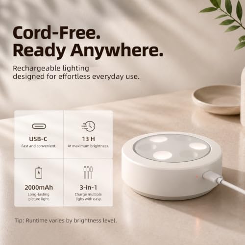 EZVALO Picture Lights for Wall, 2000mAh Rechargeable Battery Magnetic Poster Lights with 3 Color Temps & 12 RGB, Remote Dimmable Timer Painting Light, Wall Decor Light for Art Display, Frame (3 Pack) - Image 5