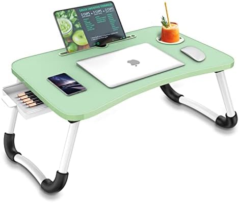 Fayquaze Portable Foldable Laptop Bed Desk with Storage Drawer and Cup Holder - Lap Desk Laptop Stand Tray Table for Eating, Reading and Working by FAYQUAZE