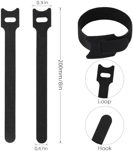 70 PCS 8 inch Cable Ties Reusable Cable Management Adjustable Cable Organizer, Cable Straps, Cord Wraps and Hook Loop Straps for Computer,Gaming, Wire, Desk- Home Office Essentials - Image 3