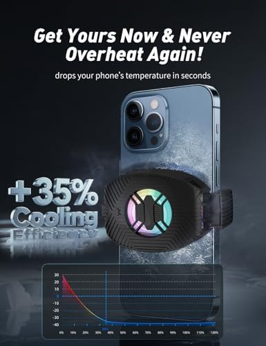 Phone Cooler for Gaming, Mobile Cell Phone Cooling Fan Radiator for iPhone Android Smartphone Live Streaming - Image 4