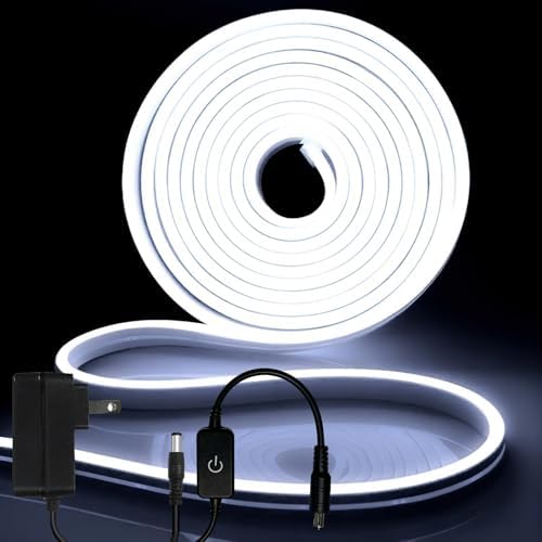 iNextStation White LED Light Strip 16.4FT Neon Rope Light (with DC12V Plug) by inextstation