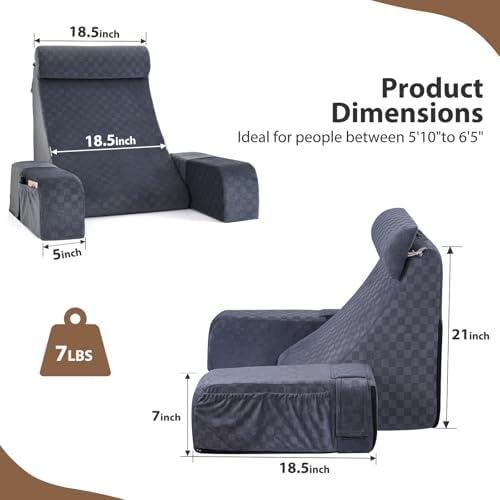 Vekkia 21'' Reading Pillow for Adults with XL Side Pockets, Adjustable Arms - Image 4