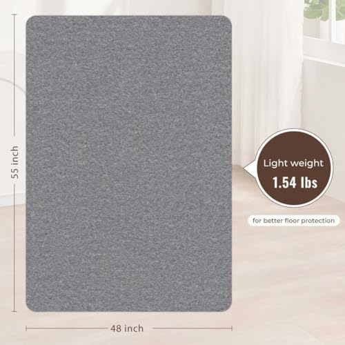 Sycoodeal Office Chair Mat for Hardwood Floor,Slip Resistant Floor Mat for Office Computer Gaming Chair,Heavy Duty Floor Protector for Rolling Chairs,Easy to Clean,Grey(48"x55") - Image 2