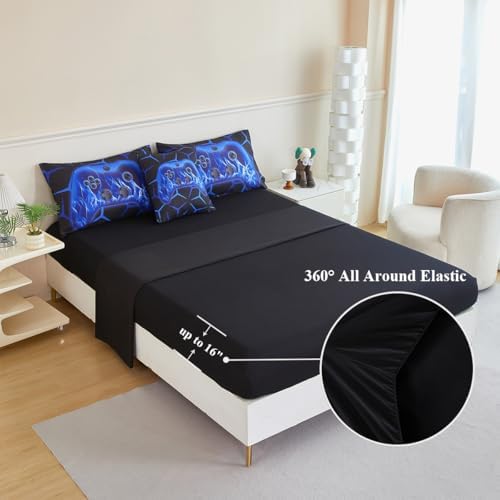 Full Kids Gaming Comforter Set Blue Games Bed in A Bag - Image 6