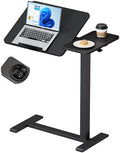 BZIUM Overbed Bedside Table with Hidden Wheels, Adjustable Medical Tilt Top Hospital Bed Table Over The Bed, Rolling Desk Mobile Standing Desk (31.5x15.8, Black) by Unknown