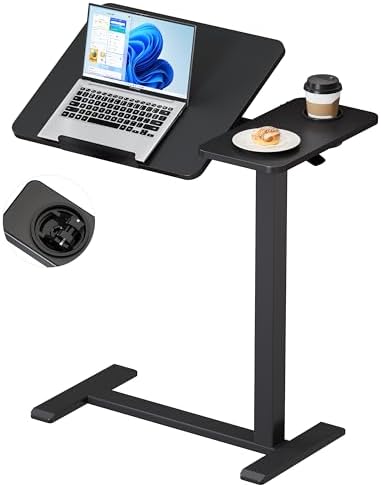 BZIUM Overbed Bedside Table with Hidden Wheels, Adjustable Medical Tilt Top Hospital Bed Table Over The Bed, Rolling Desk Mobile Standing Desk (31.5x15.8, Black) by Unknown