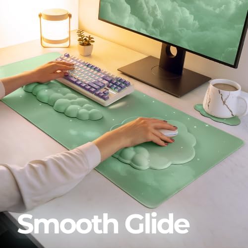 TheTrulyCharter- Cloud Wrist Rest Keyboard, Mouse Pad, Wrist Rest for Computer Keyboard, Cloud Drink Coaster and Simple Mouse Pad. (Sage-Star- Sky) - Image 3