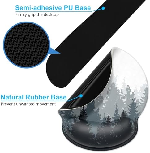Dapesuom Keyboard Wrist Rest and Mouse Pad with Wrist Support, Cute Memory Foam Cushion for Keyboard and Mouse Set, Ergonomic Desktop Pad Rests with Non Slip Base for Easy Typing & Pain Relief, Forest - Image 6