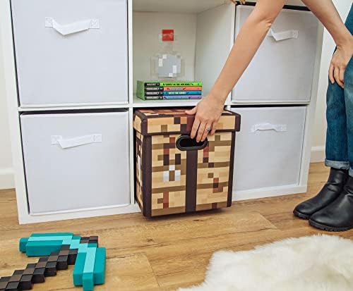 Minecraft Crafting Table 13-Inch Storage Bin Chest With Lid | Foldable Fabric Basket Container, Cube Organizer With Handles, Cubby For Shelves, Closet | Home Decor Essentials, Video Game Gifts - Image 5
