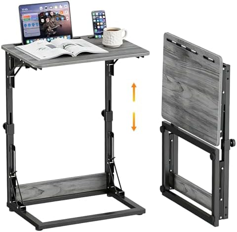 Folding TV Tray Table, Adjustable Height TV Trays for Eating on Couch by BeGyoku