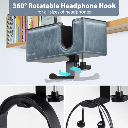 Under Desk Cup Holder Clamp on Cup Holder PU Leather Clip on Desk Organizer - Image 3
