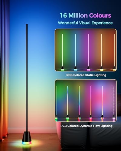 2 Pack Corner Floor Lamp, Smart RGB LED 60 Inch Standing Lamp with 344 LEDs, App & Remote Control, 16 Million Colors & Music Sync for Bedroom, Gaming Room, Home Decor, Modern Ambient Lighting - Image 4