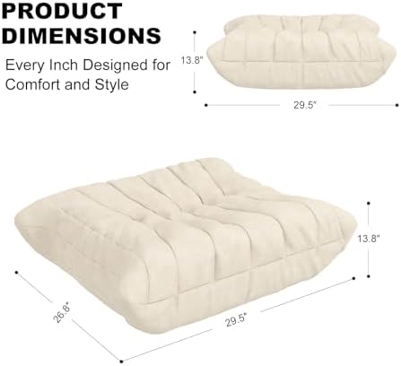 Full Foam Bean Bag Ottoman, Waterproof Footrest for Sofas and Lounge Chairs | White, soft and easy to move, ideal for living rooms, bedrooms, reading nooks, apartments, and offices - Image 2