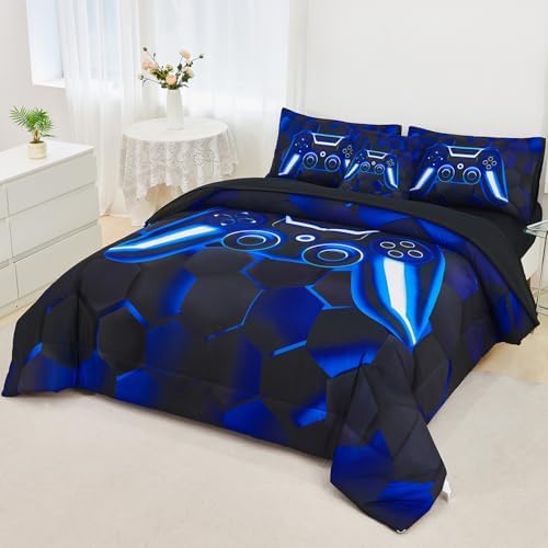 URBONUR Blue Gaming Comforter Set for Boys Twin Size 6 Pieces - Image 2