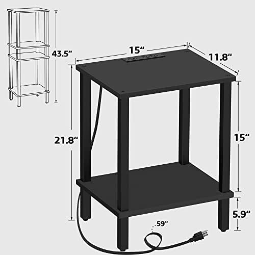 TUTOTAK End Table with Charging Station, Side Table, Nightstand - Image 3