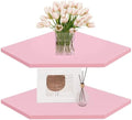 Homode Corner Floating Shelves, Corner Wall Shelf with Cord Hole, 2 Tier Wood Hanging Corner Shelf for Bathroom, Bedroom, Living Room, Pink by Homode