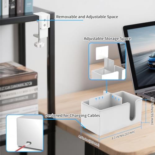 OOKUU 3-in-1 Desk Organizer - Large Desk Cup Holder Clamp, Pencil Holder and Phone Stand - Detachable Anti-Spill Table Cup Holder, Office & PC Gaming Desk Accessories for Cup, Phone and Pen (White) - Image 4