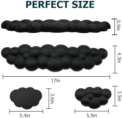 Cloud Wrist Rest Keyboard, Wrist Rest for Computer Keyboard, Black | Ergonomic Keyboard Wrist Rest, Cute PU Leather Memory Foam Mouse Wrist Pad for Gaming, Office, Computer, Typing Pain Relief - Image 6
