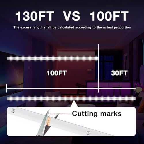 DAYBETTER LED Strip Lights 130ft Lights Strip for Bedroom, Desk, Indoor Room Bedroom Birthday Gifts RGB Decor with Remote and 24V Power Supply - Image 2