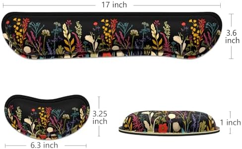 Dapesuom Enlarge Keyboard Wrist Rest, Memory Foam Wrist Cushion for Desk Mats Support, Typing Pain Relief Keyboard Mouse Pad Rests Set with Non-Slip Base for Gaming Laptop Computer, Floral Cartoon - Image 6