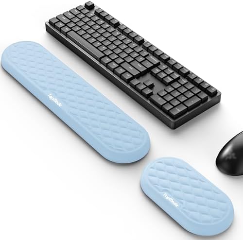 Ergonomic Wrist Rest, Full-Size Keyboard & Mouse Wrist Support Pad, Blue | Slow Rebound, Soft Memory Foam, Computer Keyboard & Mouse Palm Rest, Pain Relief, Comfort for Office, Gaming, Study, Typing by TopmadeProduct-Ordernow