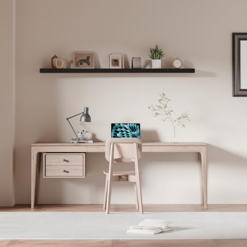 60 inch Long Black Floating Shelves Set of 1 | Solid Wood Large Wall Shelves with Invisible Brackets for Living Room, Bedroom, Bathroom, Kitchen, Laundry Room (Black, 60 Inch) - Image 5