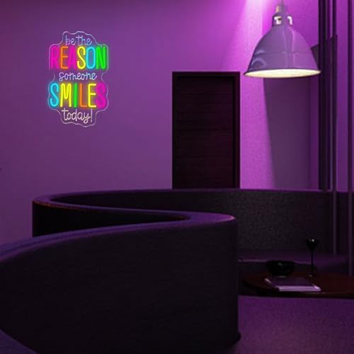 Allball Be The Reason Someone Smiles Today Neon Sign, Motivational Neon Light USB Powered LED Dimmable Inspirational Sign, for Classroom Office Bedroom Living Room Wall Decor(15.7 * 9.8 In) - Image 6