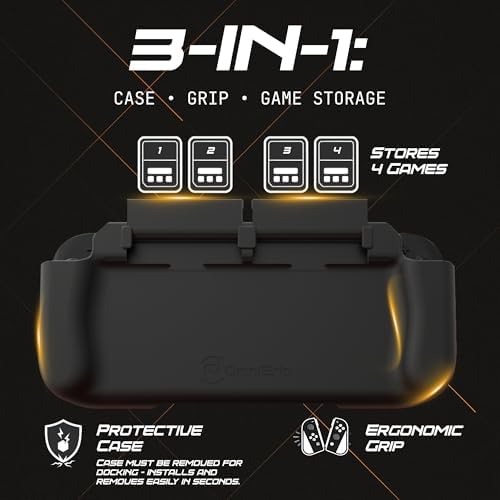 OmniGrip 3-in-1 Nintendo Switch 2 Grip Case & Reversible Switch Cover, Ergonomic Handheld Grip – 4-Game Card Storage, Secure Joy-Con Lock, Low-Profile Shell, Scratch & Dust Console Protection – Black - Image 2
