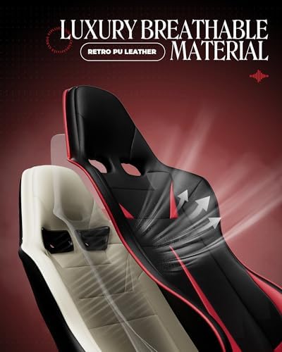 GTPLAYER Gaming Chair with Speakers, Video Game Chairs with Footrest, PC Game Chairs for Adults - Padded High Back Ergonomic Reclining Silla, Linkage Armrest, 909MF, Black-Red - Image 7