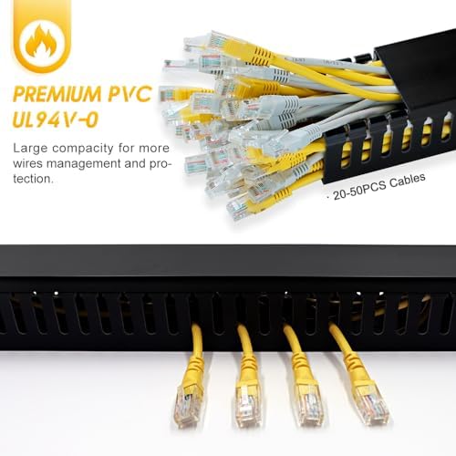 Cable Raceway, 95" Open Slot Cable Management Kit with Upgraded Snap Structure,Wire Cover Cord Hider for Under Desk&Industrial Network/PC/TVs- 23.6" X 1.97" X 2.4" X 4PCS (LWH,Black) - Image 3