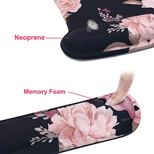MOSISO Peony Wrist Rest Support for Mouse Pad & Keyboard Set, Black - Image 4