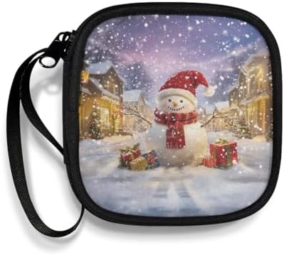 Christmas Snowman Earbud Case Earphone Carrying Case Cell Phone Accessories Storage Bag with Handle for Earphone,Flash Drive,Charging Cable, Key Wall Charger by Unknown