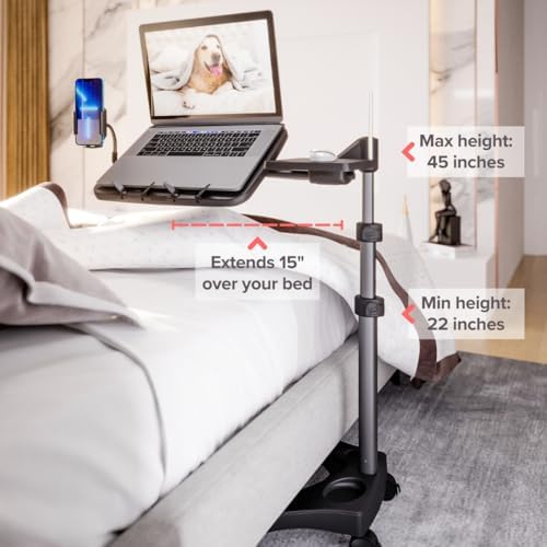 LEVO G2 V16 Rolling Laptop Stand with Mouse Tray and Phone Holder - Image 2