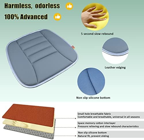 Car Seat Cushion Pad for Driving, Chair Cushion for Office/Truck with Memory Foam, Seat Cushion Comfortable and Durable, Gray - Image 4