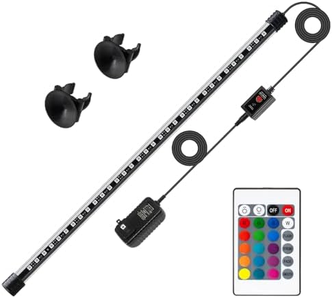 LED Aquarium Light with IP68 Waterproof and Memory Function Submersible Fish Tank Light with Remote and 16 Colors 23 Inches Brightness Adjustable Underwater Light Bar for Fish Tank Aquarium by Unknown