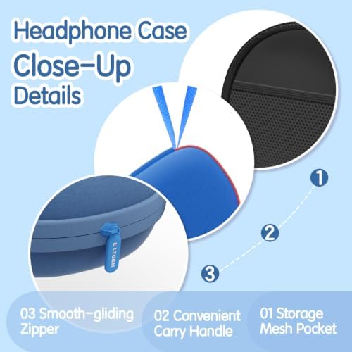 Kids Headphones Case for Folding Headphone, Black+Green Edge (Case Only) - Image 4
