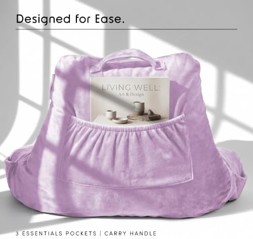 Nestl Reading Pillow for Bed, Back Pillow for Sitting Up in Bed, Lavender | 14” Backrest Pillow for Teens & Kids, Adjustable Support, Shredded Memory Foam Fill, OEKO-TEX, Use for Couch, Sofa, and Floor - Image 4