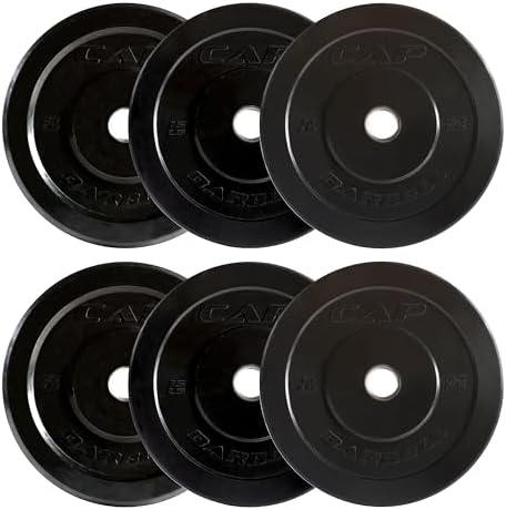 CAP 2-inch Olympic Bumper Plate Weight Set | 100-370 lbs | Multiple Colors | Storage Rack Optional by CAP