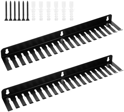 2-Pack Wall Mountable Cable Hanger and Organizer, 19 Slots 5.5-9.5mm Heavy-Gauge Steel Cord Rack with Mounting Screws for Audio/Guitar/XLR Cables, Studio & Office Cord Management by Unknown