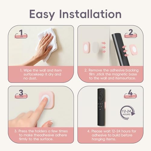 Magnetic Remote Control Holder Wall Mount for TV Fan 6 Pack Pink - Image 5