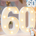 Pooqla 60th Birthday Decorations for Men Women, Decorative Marquee Numbers with Remote, Light Up 60 Sign for Party Backdrop 60th Wedding Anniversary Decor, Warm White and Cool White Number 60 by Pooqla