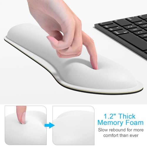 Dapesuom Keyboard Wrist Rest Set, Cute PU Leather Wrist Cushion for Computer Keyboard and Mousepad, Memory Foam Mouse Pad Rests Support with Non-Slip Base for Typing Pain Relief, Laptop, Ivory White - Image 4