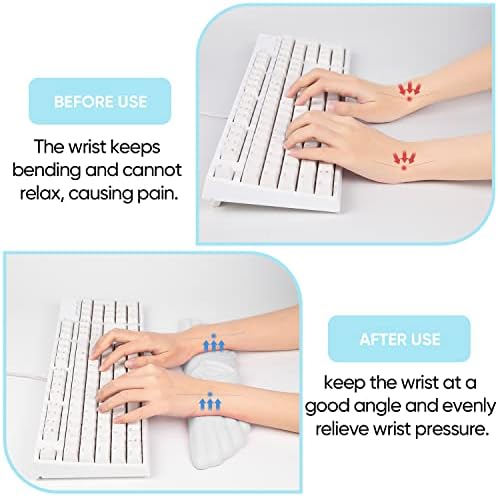 Sushret Angel Wing Cloud Keyboard Wrist Rest, Soft Leather Memory Foam Keyboard Wrist Support for Pain Relief, Ergonomic Anti-Slip Cute Computer Palm Rest for PC Gaming/Laptop/Hand Pad (1-Wing White) - Image 3