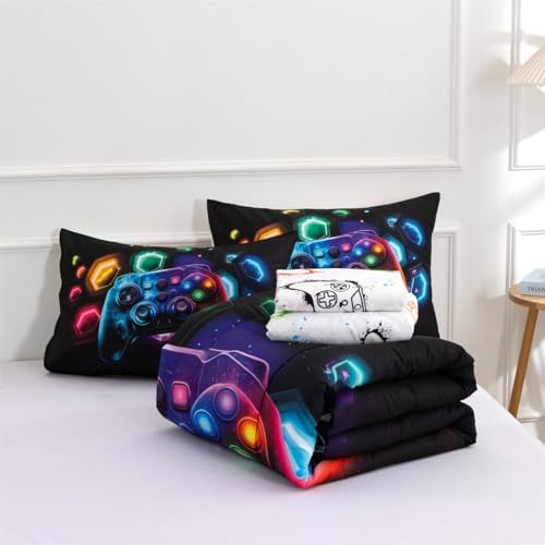 NTBED Game Console Comforter Set for Boys Girls Kids Space Universe Gaming Lightweight Microfiber Gamer Bedding Sets (Multi, Twin 5Pcs) - Image 6