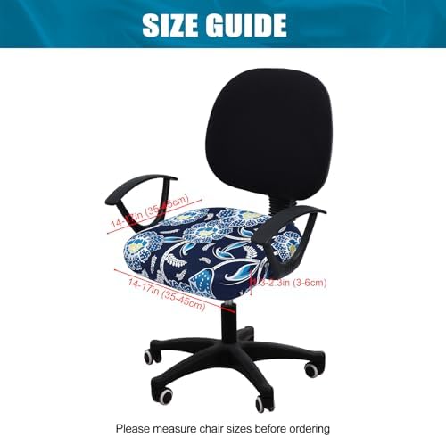 Smiry Stretch Printed Office Computer Desk Chair Seat Covers | Stretch Fit, Soft Fabric Universal Rotating Chair Cover, Washable Removable, Anti-Dust Seat Cushion Protector - Image 4