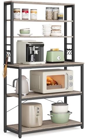 VASAGLE Coffee Bar, 31.5 Inches 6-Tier Baker's Rack with 6 Hooks by Unknown