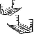 NoDrill 2 Pack 15.7" Under Desk Cable Management Tray, Sturdy Metal Cord Organizer for Office & Home Standing Desk by Tyrkuiy