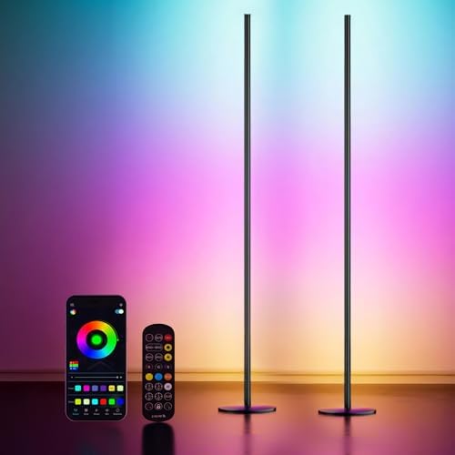 Smart Corner Floor Lamp with App & Remote Control, Music Sync LED Ambient Light,16 Million DIY Colors,1500 Lumens 80+ Scenes, Color Changing Standing Lamp for Living Room, Bedroom by Unknown